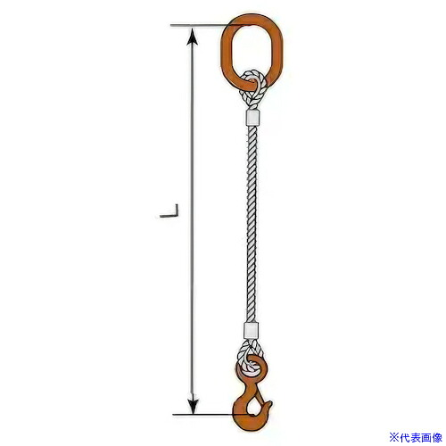 ■コンドーテック JISロック止ワイヤ 16mm 楕円リング 環付きフック 2.0t 塗装 φ16×1.5M T02S・A2014S 05221RDFT161S5(6124174)[送料別途お見積り][法人限定][外直送]