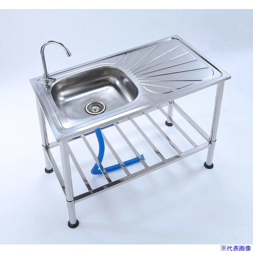 ■TASSCOM 蛇口付きステンレス流し台 100cm 作業台付き TAN3025(6255751)[法人・事業所限定][外直送元]｜セミプロＤＩＹ店ファースト