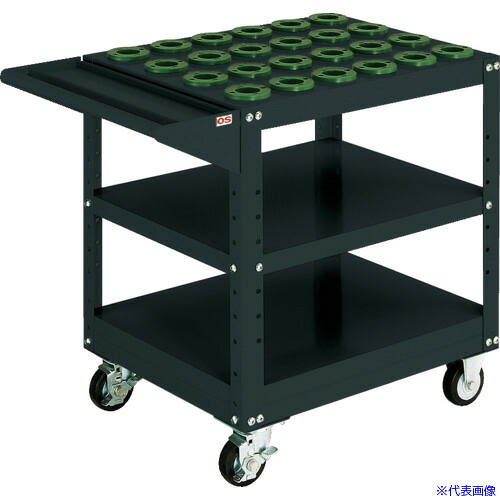■OS ツーリングワゴン 棚1段タイプ(ブラック)間口693mm 奥行550mm 高さ790mm HSK63A・NC5－63用 WD6324B(6547865)[法人限定][直送元]