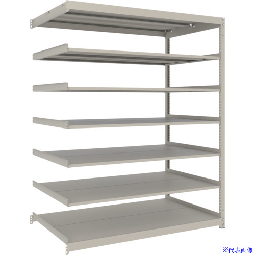 ■TRUSCO スチールラック 薄板ラック(棚板分割タイプ、耐荷重100Kg)1500×595×H1800 7段連結 ネオグレー UL6567B(NG)(6626626)