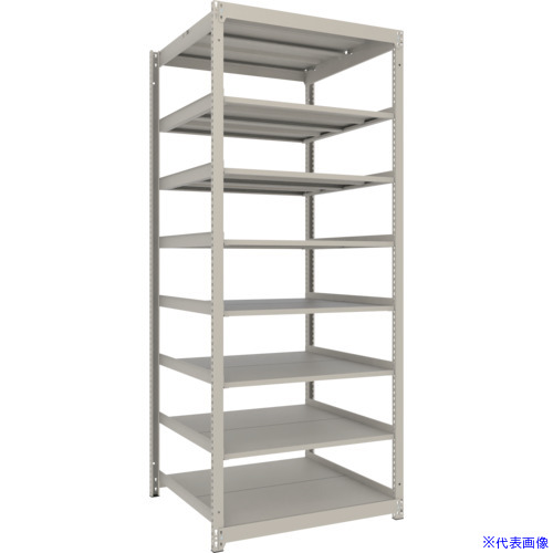 ■TRUSCO スチールラック 薄板ラック(棚板分割タイプ、耐荷重100Kg)1200×595×H2400 8段単体 ネオグレー UL8468(NG)(6632986)