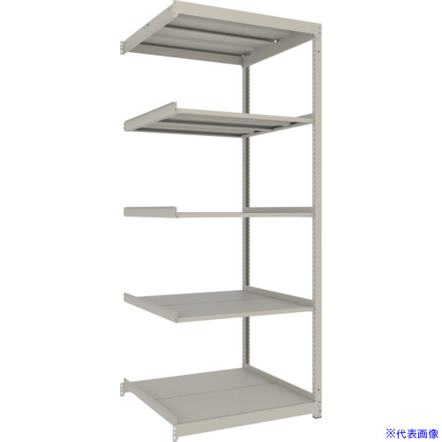 ■TRUSCO スチールラック 薄板ラック(棚板分割タイプ、耐荷重100Kg)1200×595×H2100 5段連結 ネオグレー UL7465B(NG)(6634565)