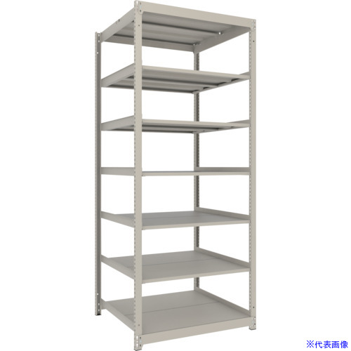 ■TRUSCO スチールラック 薄板ラック(棚板分割タイプ、耐荷重100Kg)1200×875×H2400 7段単体 ネオグレー UL8497(NG)(6639205)