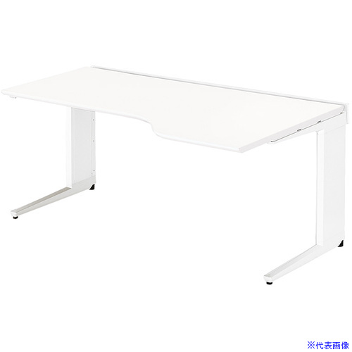 ■NAIKI 平デスク(右ウェーブタイプ) トリアス TR型/天板:ホワイト 本体:クリアーホワイト/W1600×D900×H720 TRH167EFRWH(6808598)[送料別途お見積り][法人限定][外直送]