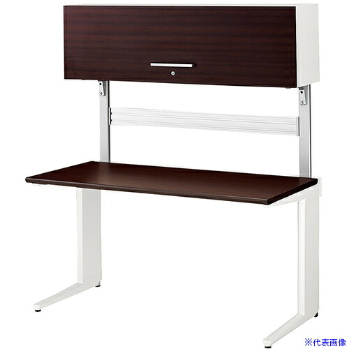 ■NAIKI 平デスク(上部ボックス付) トリアス TR型/天板・扉:ダークウォールナット/脚・本体:クリアーホワイト/W1400&times;D700&times;H1630 (天板面:H720) TRH147FBCWWN(6811713)[送料別途お見積り][法人限定][外直送]｜セミプロＤＩＹ店ファースト