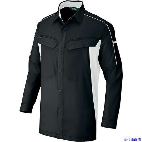 ■アイトス 長袖ストレッチシャツ(エコワーカーストレッチ) AZ1936 ブラック 4L AZ19360104L(6910776)[送料別途お見積り][法人限定][掲外取寄]