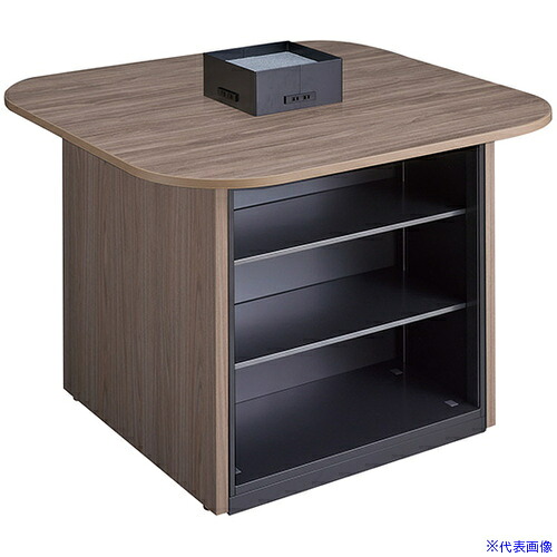 ■NAIKI キャビネットカウンター スクエアタイプ CF型/脚:ショコラアッシュ/天板:ショコラアッシュ 幕板:ブラック/W1400×D1400 CFH1414SPBCACAB(6932117)[送料別途お見積り][法人限定][掲外取寄]