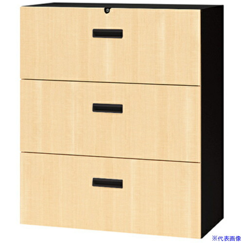 ■NAIKI ファイル引出し(3段) CW型/扉:シルクウッド 本体:ブラック/W899×D450×H1050 CW0911S3BBS(6932290)[送料別途お見積り][法人限定][掲外取寄]