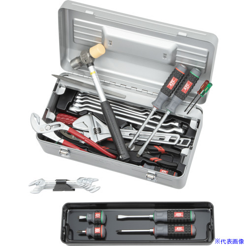 ■KTC 工具セット(片開きメタルケースタイプ)[31点] SK0312S(6963144)[送料別途お見積り][法人限定][掲外取寄]