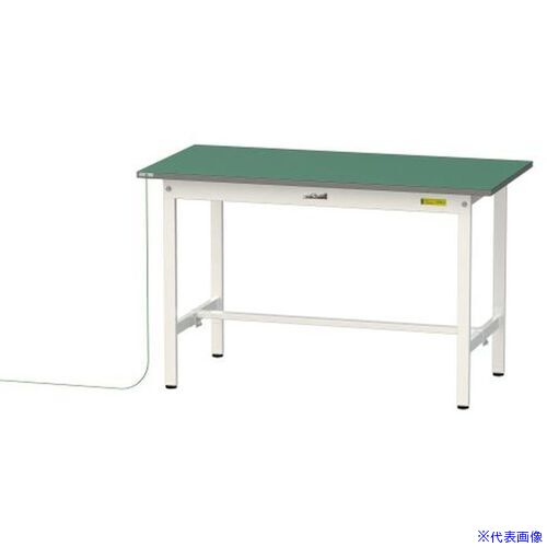 ■ヤマテック 軽量作業台 ワークテーブル150シリーズ 導電性ゴムマット貼りタイプ 固定式 W1200×D600×H740mm 緑マット/シルキーホワイト SUPE1260WW(6968003)[法人限定][外直送元]