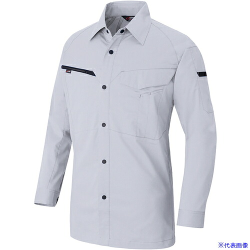 ■アイトス ニュームービンカット 長袖シャツ(男女兼用)AZ6845 シルバーグレー 5L AZ68450035L(6981765)[送料別途お見積り][法人限定][掲外取寄]