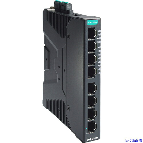 ■MOXA 産業用フルギガビットスマートイーサネットスイッチ8ポート(RJ－45×8)、ワイド温度モデル SDSG3008T(6983482)[送料別途お見積り][法人限定][掲外取寄]