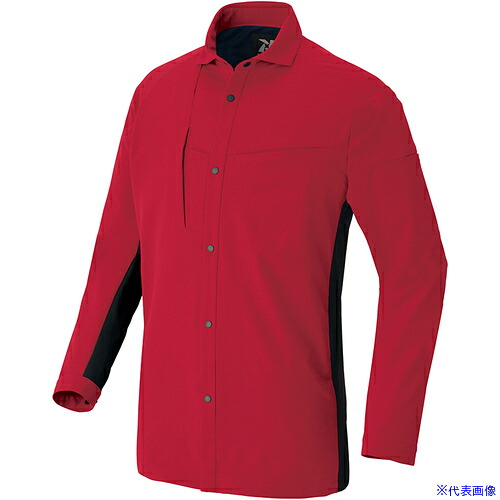 ■アイトス 長袖シャツ(男女兼用) TULTEX WORK AZ4235 レッドXブラック 3L AZ42350093L(6985001)[送料別途お見積り][法人限定][掲外取寄]