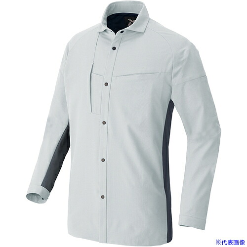 ■アイトス 長袖シャツ(男女兼用) TULTEX WORK AZ4235 シルバーグレーXチャコール 3L AZ42350033L(6985030)[送料別途お見積り][法人限定][掲外取寄]
