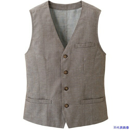 ■サンペックス ベスト メンズ 襟なし 飲食店 ユニフォーム 制服 ブラウン LL SVEM1302C3LL(6994068)[送料別途お見積り][法人限定][掲外取寄]
