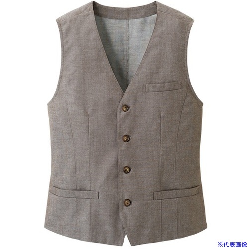 ■サンペックス ベスト メンズ 襟なし 飲食店 ユニフォーム 制服 ブラウン 3L SVEM1302C33L(6994113)[送料別途お見積り][法人限定][掲外取寄]