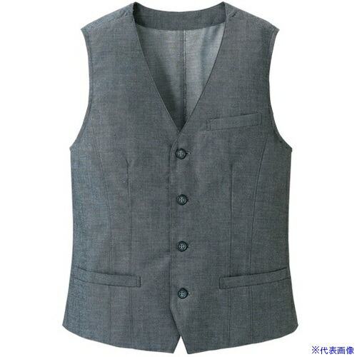 ■サンペックス ベスト メンズ 襟なし 飲食店 ユニフォーム 制服 グレー 3L SVEM1302B33L(6998861)[送料別途お見積り][法人限定][掲外取寄]