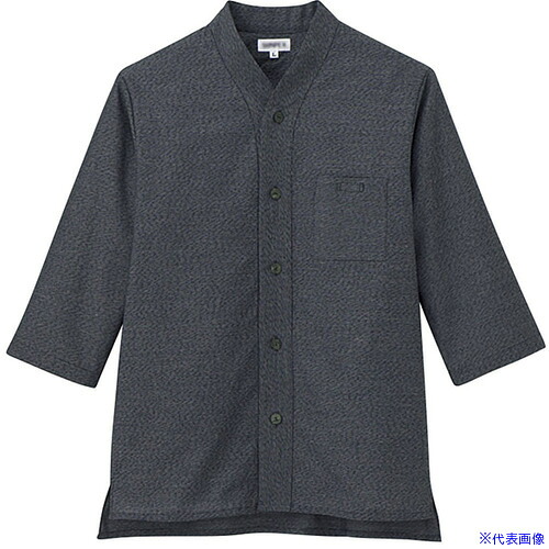 ■サンペックス シャツ 七分袖 男女兼用 ユニフォーム ブラック 4L JT12574L(7002011)[送料別途お見積り][法人限定][掲外取寄]