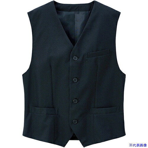 ■サンペックス ベスト メンズ 襟なし 飲食店 ユニフォーム 制服 ブラック S BF3196S(7008344)[送料別途お見積り][法人限定][掲外取寄]