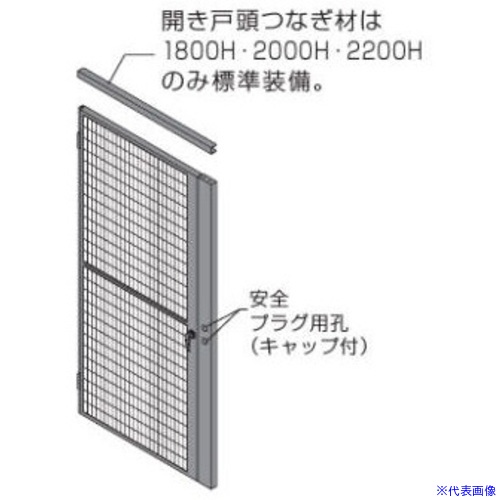 ■OKAMURA 屋内用防護柵 プロフェンス 開き戸セット メッシュ 右把手・外開用 1000W用2000H用 RZ6A6GZG25(7132445)[送料別途お見積り][法人限定][外直送]