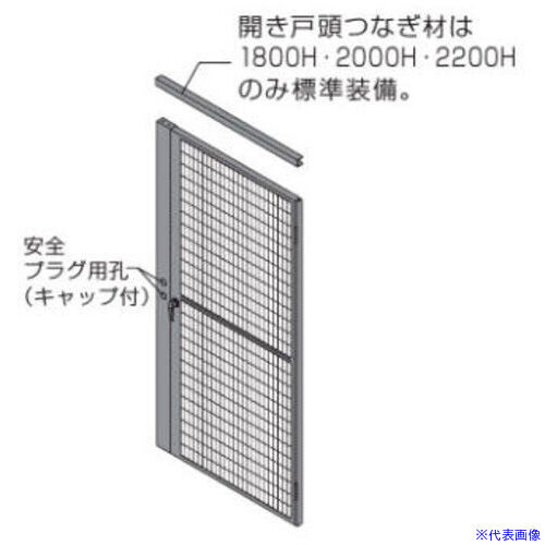■OKAMURA 屋内用防護柵 プロフェンス 開き戸セット メッシュ 左把手・外開用 1000W用2200H用 RZ8A7GZG25(7132637)[送料別途お見積り][法人限定][外直送]