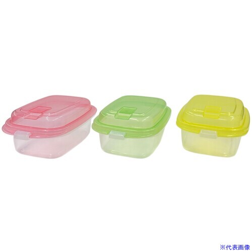 ■SANKO pla 食品保存容器 203007 エブリーパック 長方型 エア弁付きNo2 3P カラフル 176×110×67 203007(7238602)×48[送料別途お見積り][法人限定][掲外取寄]