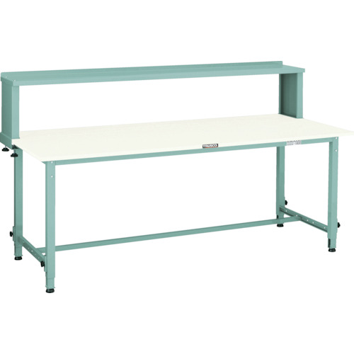 ■TRUSCO 軽荷重作業台高さ調節式(150kg)AEM型 900X600XH954～1254(全高) 上棚付 グリーン色 AEM0960YURB(7701829)[法人限定][直送元]