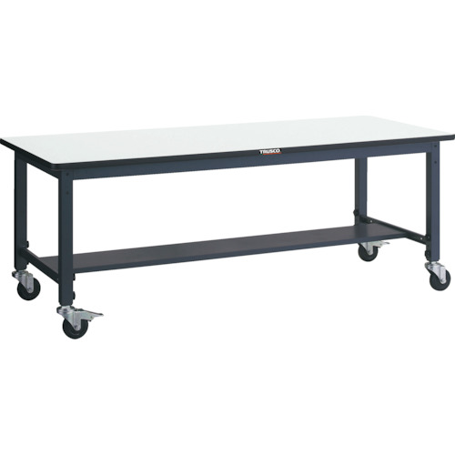 ■TRUSCO 軽荷重作業台高さ調節式(100kg)AWM型 900X600XH806～1016 φ100キャスター付 ダークグレー色 AWMS0960C100(7701942)[法人限定][直送元]｜セミプロＤＩＹ店ファースト