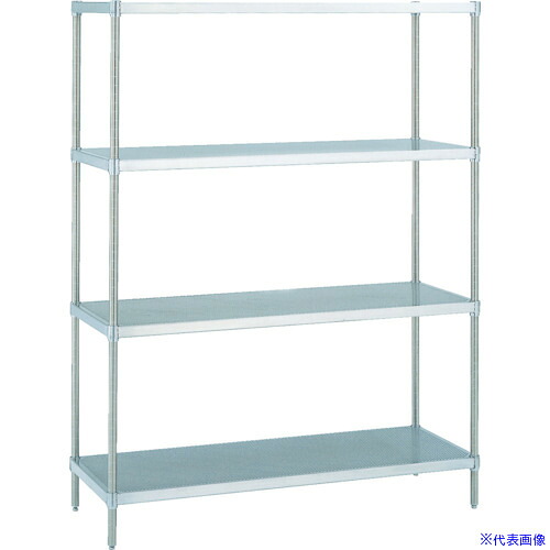 ■ERECTA スーパーシリーズ・304パンチングソリッドシェルフ 間口1518mm&times;奥行460mm&times;高さ1384mm(PS) DB付 4段 MSS1520PSPS1390W4(7706863)[法人限定][直送元]｜セミプロＤＩＹ店ファースト
