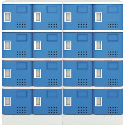 ■IRIS 樹脂ロッカー16人用 ブルー TJLS44STBL(7732872)[送料別途お見積り][法人限定][直送]