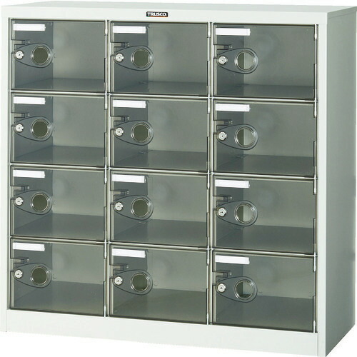 ■TRUSCO シューズケース 12人用 900X380XH880 透明 鍵付 SC12PCL(7992297)[法人限定][直送元]