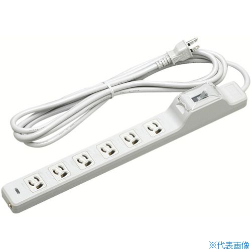 ■明工 15A安全ブレーカ付OA用抜け止め接地タップ6コ口コード5m MR7632TJ5(8021434)