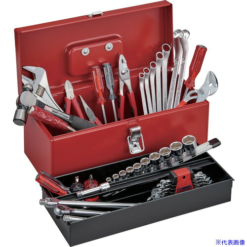 ■TONE 整備用工具セット ツールセット 43pcs レッド 間口410×奥行175×高さ175mm TSA3120(8109348)