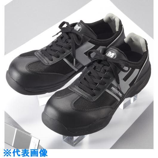 ■ミドリ安全 小指保護先芯入りスニーカー(ひもタイプ) PF－110 30.0cm PF110BK30.0(8112262)[送料別途お見積り][法人限定][掲外取寄]
