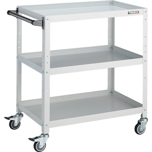 ■TRUSCO ツールワゴン ラビットワゴン 700×450×H810 ハンドル付 ウレタン車輪 ホワイト RBW873HUW(8183197)