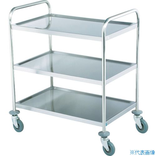 ■SECO SUS430 ステンレス製ワゴン 100ゴムキャスター 3段 ESW300(8550183)｜セミプロＤＩＹ店ファースト