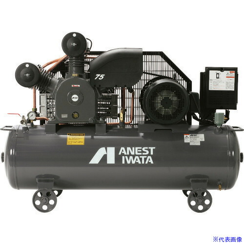 ■アネスト岩田 レシプロコンプレッサー(給油式) (タンクマウント・オイルタイプ) 60Hz 5.5kW 吐出空気量590L/min TLP55EG14M6(8590958)[法人限定][直送元]