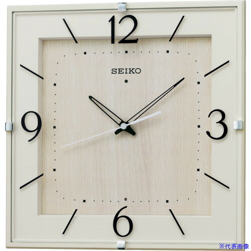 ■SEIKO 電波掛時計 300×300×46 P枠 アイボリー KX398A(8666729)[送料別途お見積り][法人限定][掲外取寄]