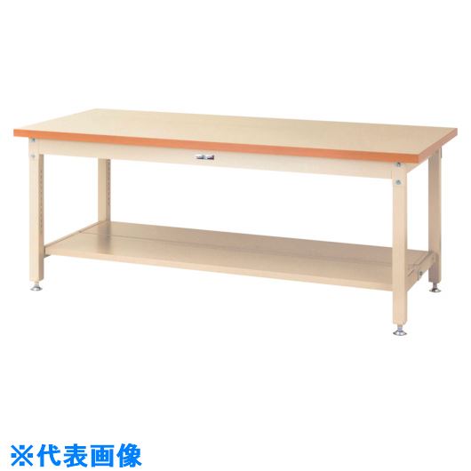 ■ヤマテック 重量作業台 ワークテーブル スーパータイプ 半面棚板2枚付 W1200×D750×H740mm ヤマテックアイボリー SSM1275TTII(8683248)[法人限定][外直送元]