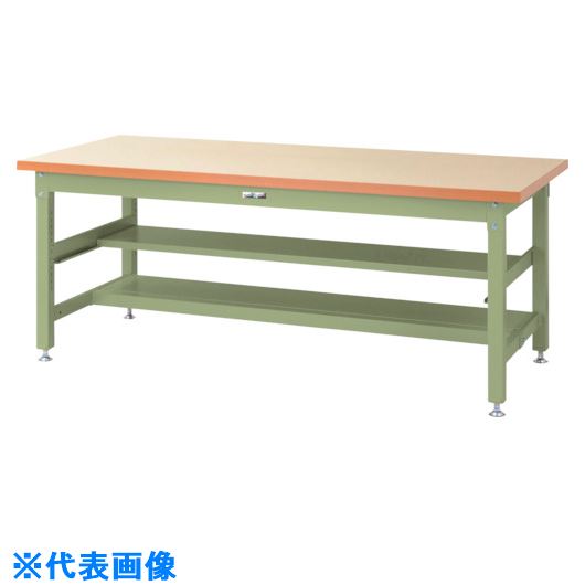 ■ヤマテック 重量作業台 ワークテーブル スーパータイプ 中間(半面)棚板付 1500&times;750&times;H740mm アイボリー/ヤマテックグリーン SSM1575TS1IG(8683257)[法人限定][外直送元]｜セミプロＤＩＹ店ファースト