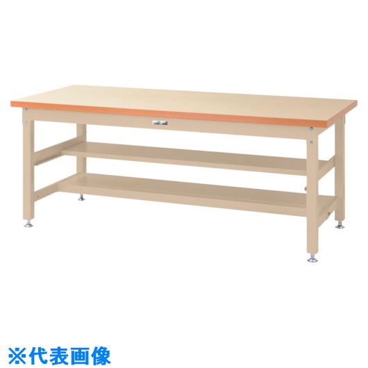 ■ヤマテック 重量作業台 ワークテーブル スーパータイプ 中間(半面)棚板付 1500×750×H740mm ヤマテックアイボリー SSM1575TS1II(8683258)[法人限定][外直送元]