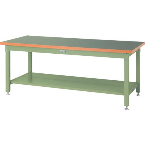 ■ヤマテック 重量作業台 ワークテーブル スーパータイプ 塩ビシート天板 半面棚板2枚付 W1800&times;D750&times;H740mm ヤマテックグリーン SSR1875TTGG(8683343)[法人限定][外直送元]｜セミプロＤＩＹ店ファースト