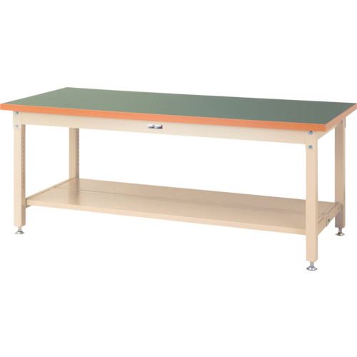 ■ヤマテック 重量作業台 ワークテーブル スーパータイプ 塩ビシート天板 半面棚板2枚付 W1800&times;D750&times;H740mm グリーン/ヤマテックアイボリー SSR1875TTGI(8683344)[法人限定][外直送元]｜セミプロＤＩＹ店ファースト