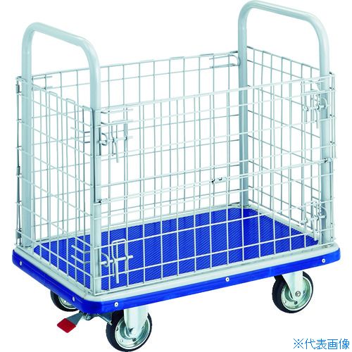 ■TRUSCO プレス製台車 ドンキーカート 金網付 810×510 ストッパー付 207NS(8688599)[送料別途お見積り][法人限定][メーカー取寄]