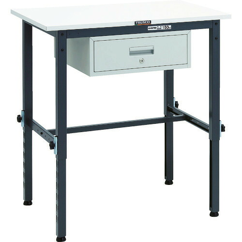 ■TRUSCO 軽荷重作業台高さ調節式(150kg)AEM型 900X600XH650～950 1段引出付 ダークグレー色 AEM0960F1DG(8688621)[法人限定][直送元]