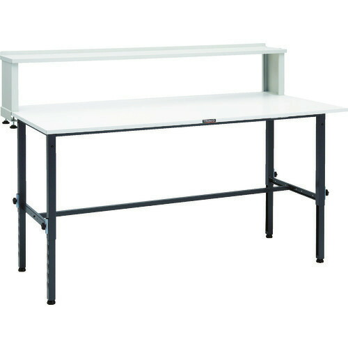 ■TRUSCO 軽荷重作業台高さ調節式(150kg)AEM型 1800X900XH954～1254(全高) 上棚付 ダークグレー色 AEM1809YURBDG(8688646)[法人限定][直送元]