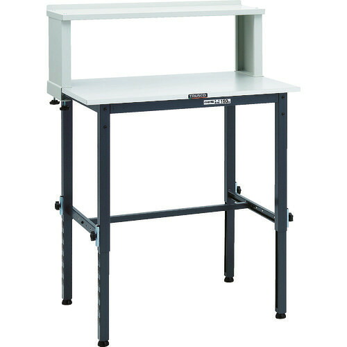 ■TRUSCO 軽荷重作業台高さ調節式(150kg)AEM型 900X600XH954～1254(全高) 上棚付 ダークグレー色 RAEM0960YURBDG(8688735)[法人限定][直送元]
