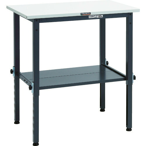 ■TRUSCO 軽荷重作業台高さ調節式(150kg)AEM型 900X600XH650～950 下棚2枚付 ダークグレー色 SAEM0960LT2DG(8688760)[法人限定][直送元]
