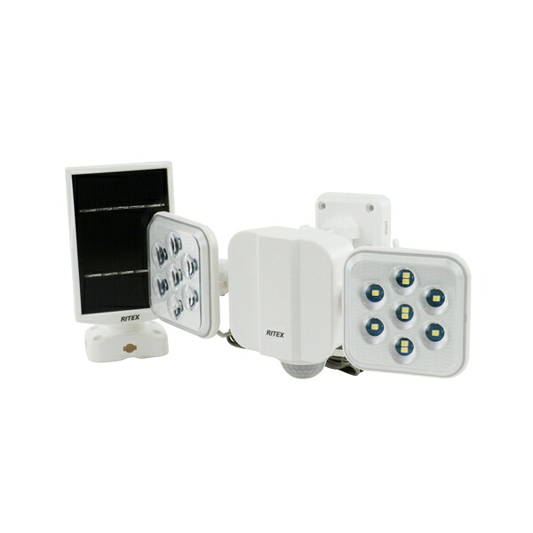 ◆ムサシ ライテックス 5W×2灯 フリーアーム式 LEDソーラーセンサーライト S-220L