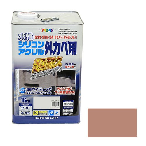 ◆アサヒペン 水性シリコンアクリル外カベ用 16KG ソフトオーカー